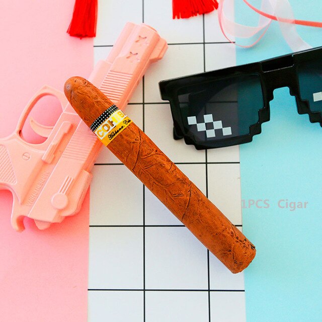 Personality Simulation Gold Necklace Ornament Glasses Cigars Toys For Children Hobbies Action Toy Figures